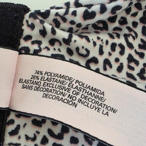 Victorias Secret Leopard Print Bra Black White Pink 36DD Demi Lined Push Up - Picture 7 of 11